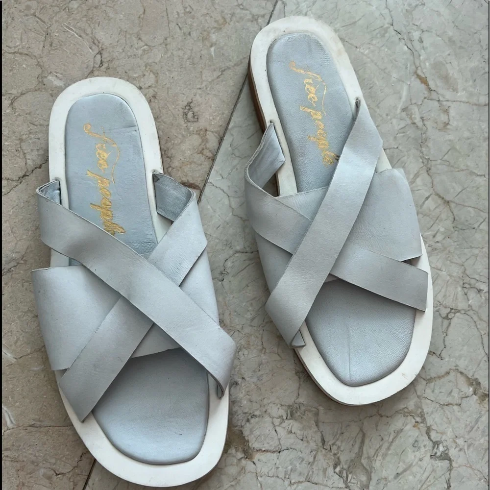 Free People White Del Mar Slide Sandal Sze 40